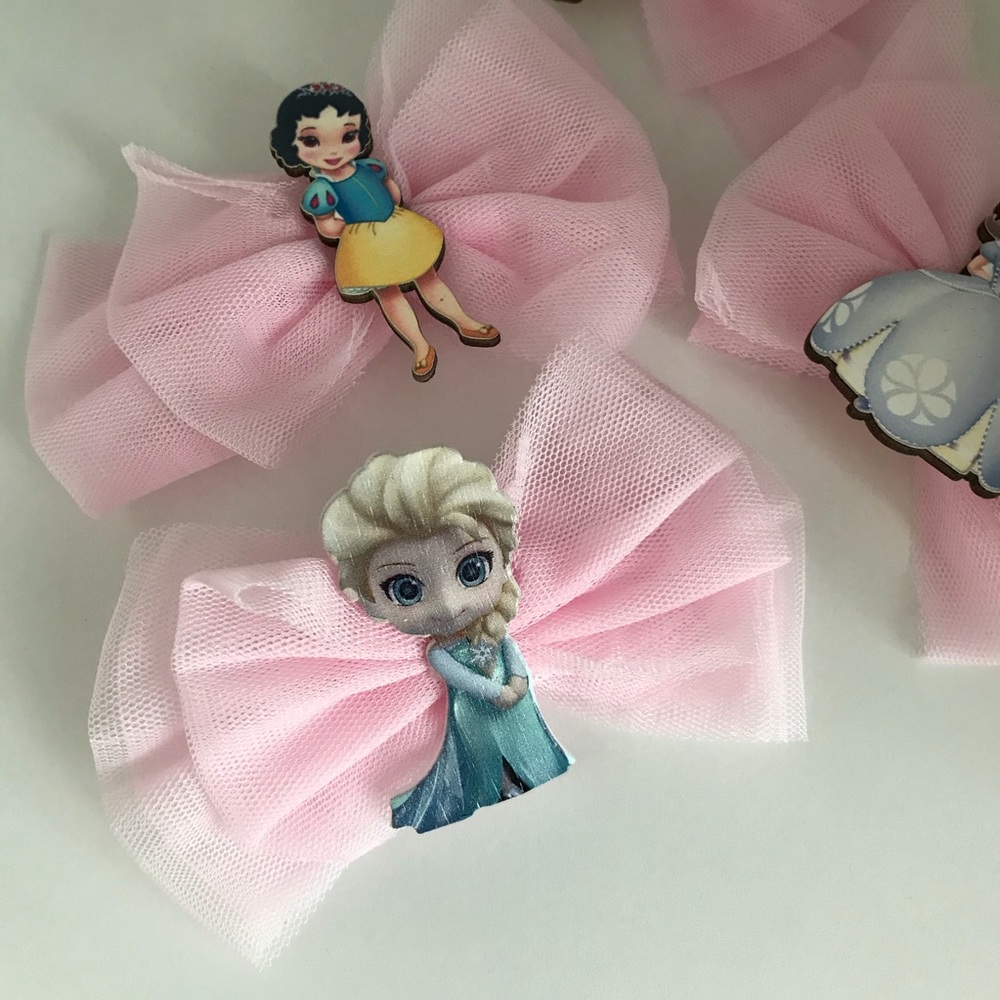 Princess Frozen Elsa Belle Cute Pink Hair Clips - Picture 4 of 7
